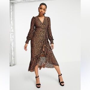Little Mistress NEW Leopard Print High-Low Midi dress, Women’s Sz 8